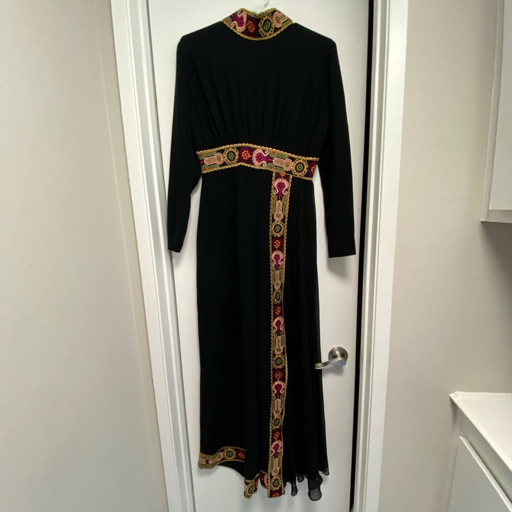 Embroidered black long sleeve jumpsuit